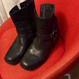 Sole Society Black Leather Harness Ankle Booties